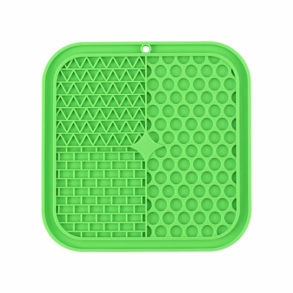 画像2: ループ　犬猫兼用早食い防止食器　リックマット　スクエア グリーン (2)